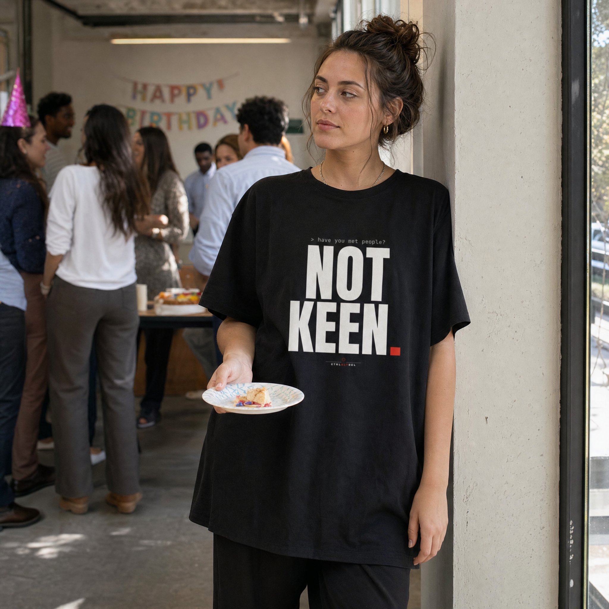 Have You Met People? Not Keen. Oversized Tee: lifestyle photo