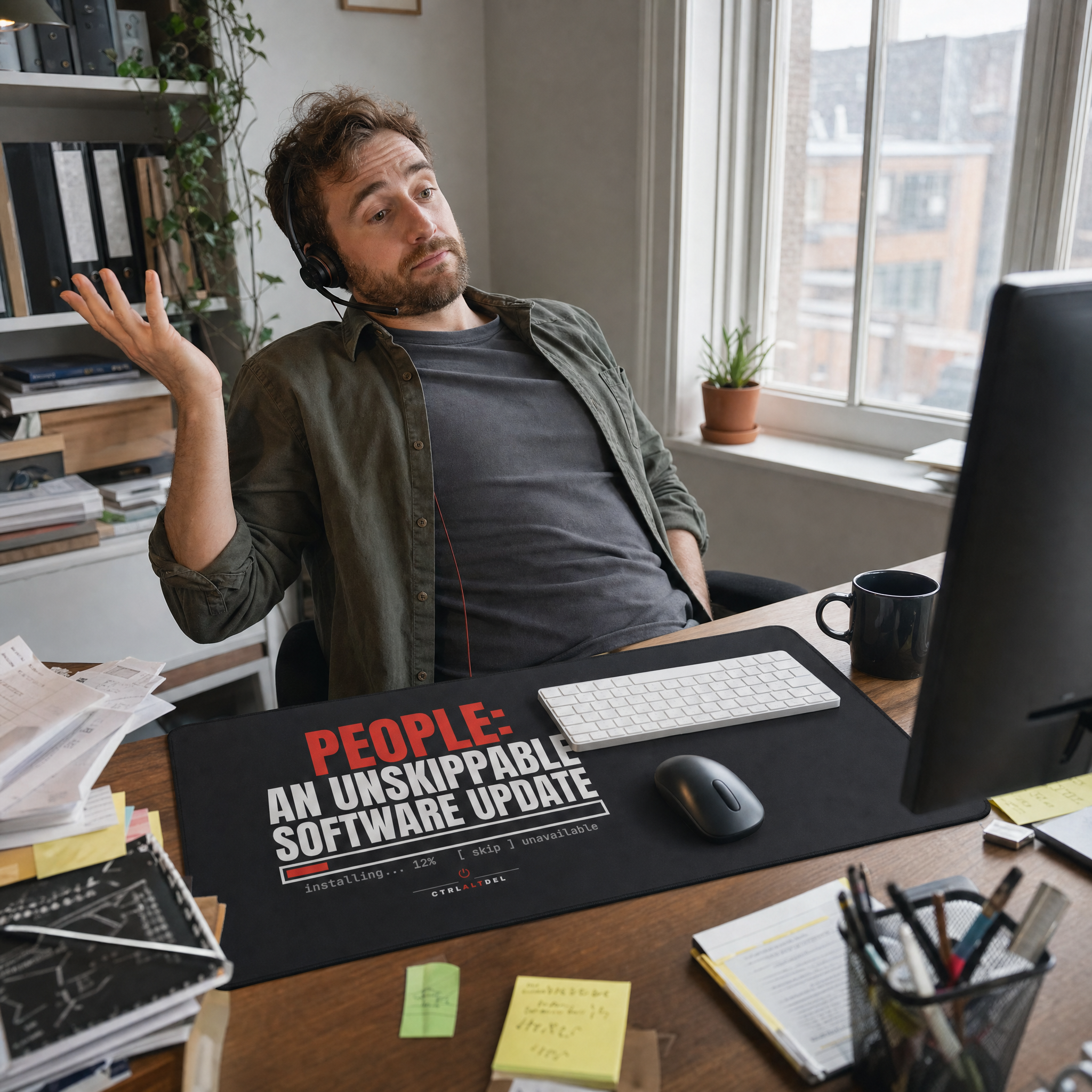 People: An Unskippable Software Update Desk Mat: lifestyle photo
