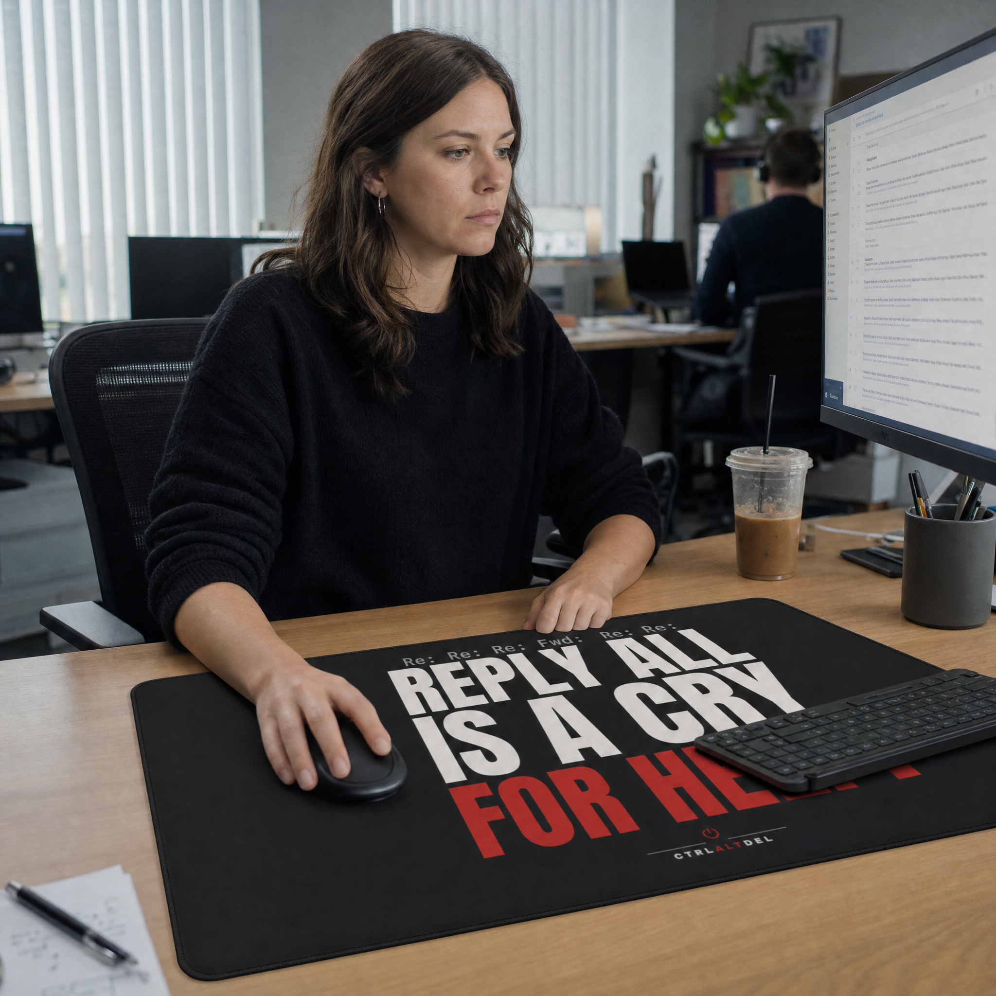 Reply All Is A Cry For Help Desk Mat: lifestyle photo